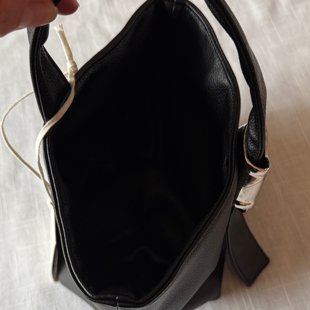 Merit X Brandon Maxwell Black Vegan Leather‎ Mini Bag Handbag Metal Knot - Picture 12 of 12